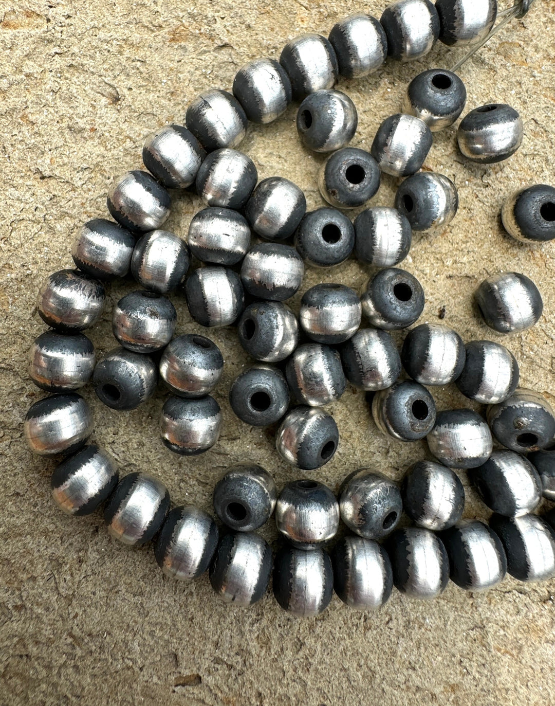 Navajo Style Pearls Sterling Silver Round Beads 8mm (PKG