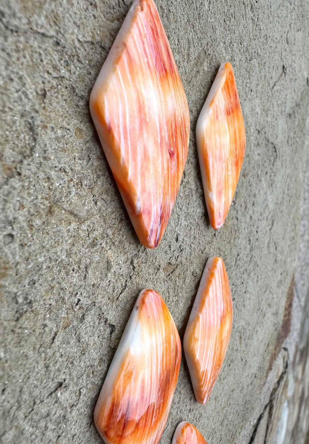 Orange Spiny Oyster BIG Diamond Shaped Focal Pendant Beads