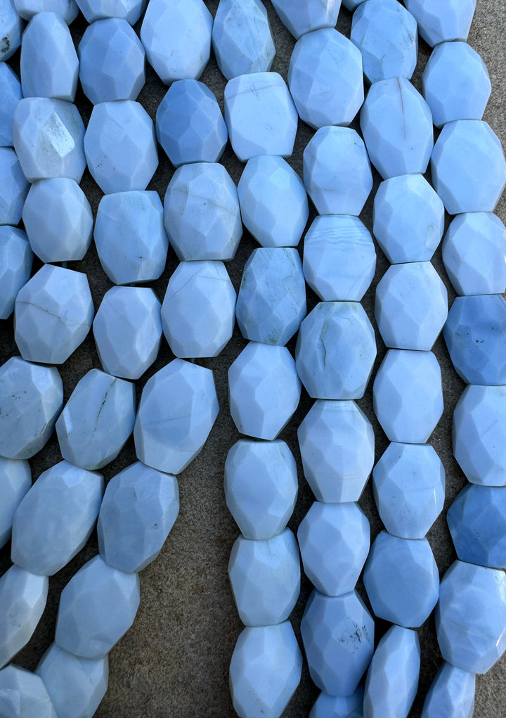 Owyhee Blue Opal (Oregon) 14x11mm Faceted Beads 16 inch