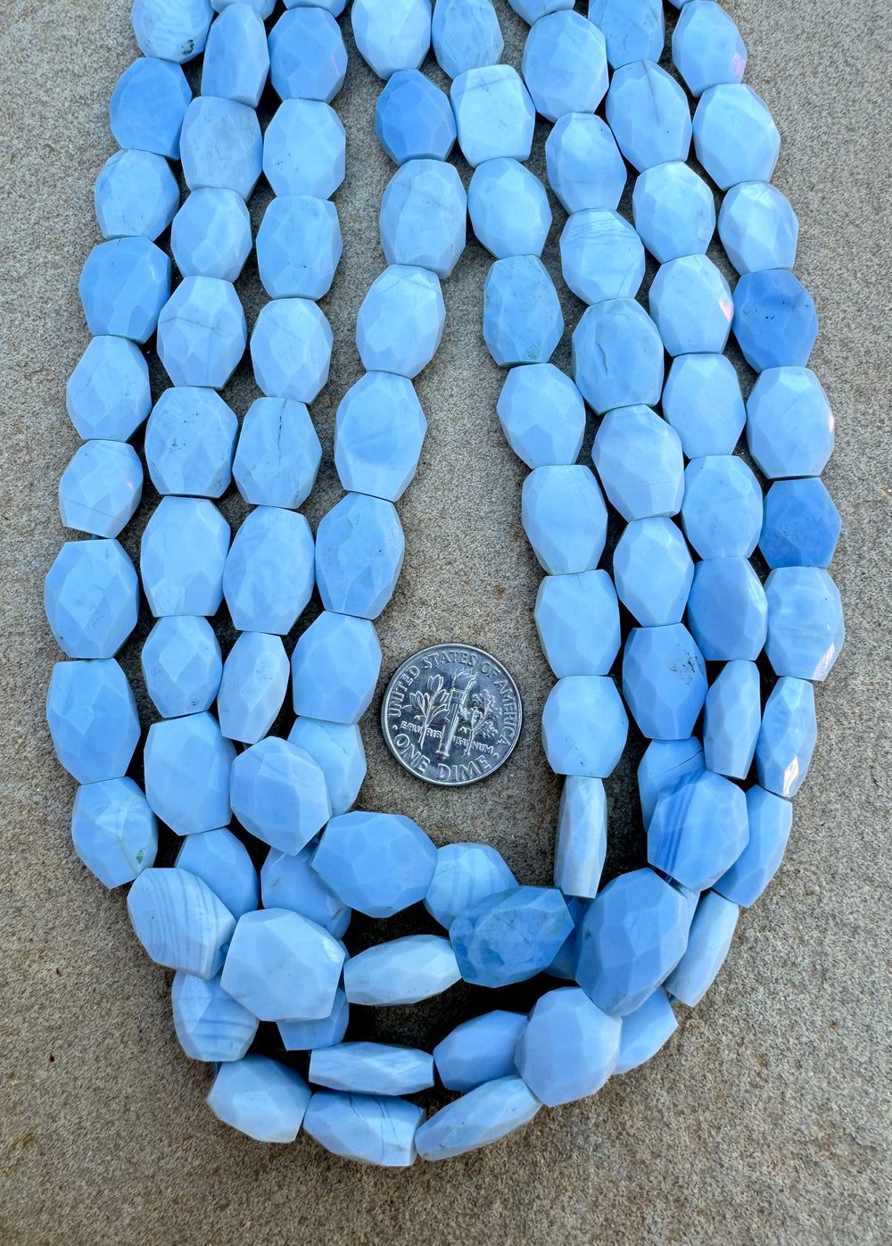 Owyhee Blue Opal (Oregon) 14x11mm Faceted Beads 16 inch