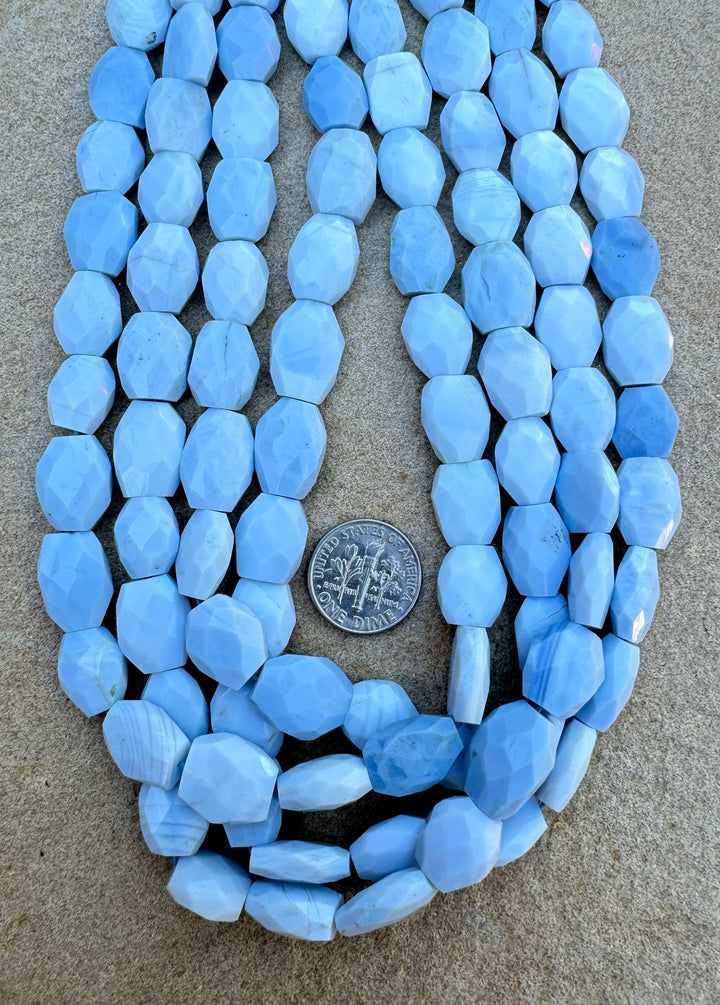 Owyhee Blue Opal (Oregon) 14x11mm Faceted Beads 16 inch