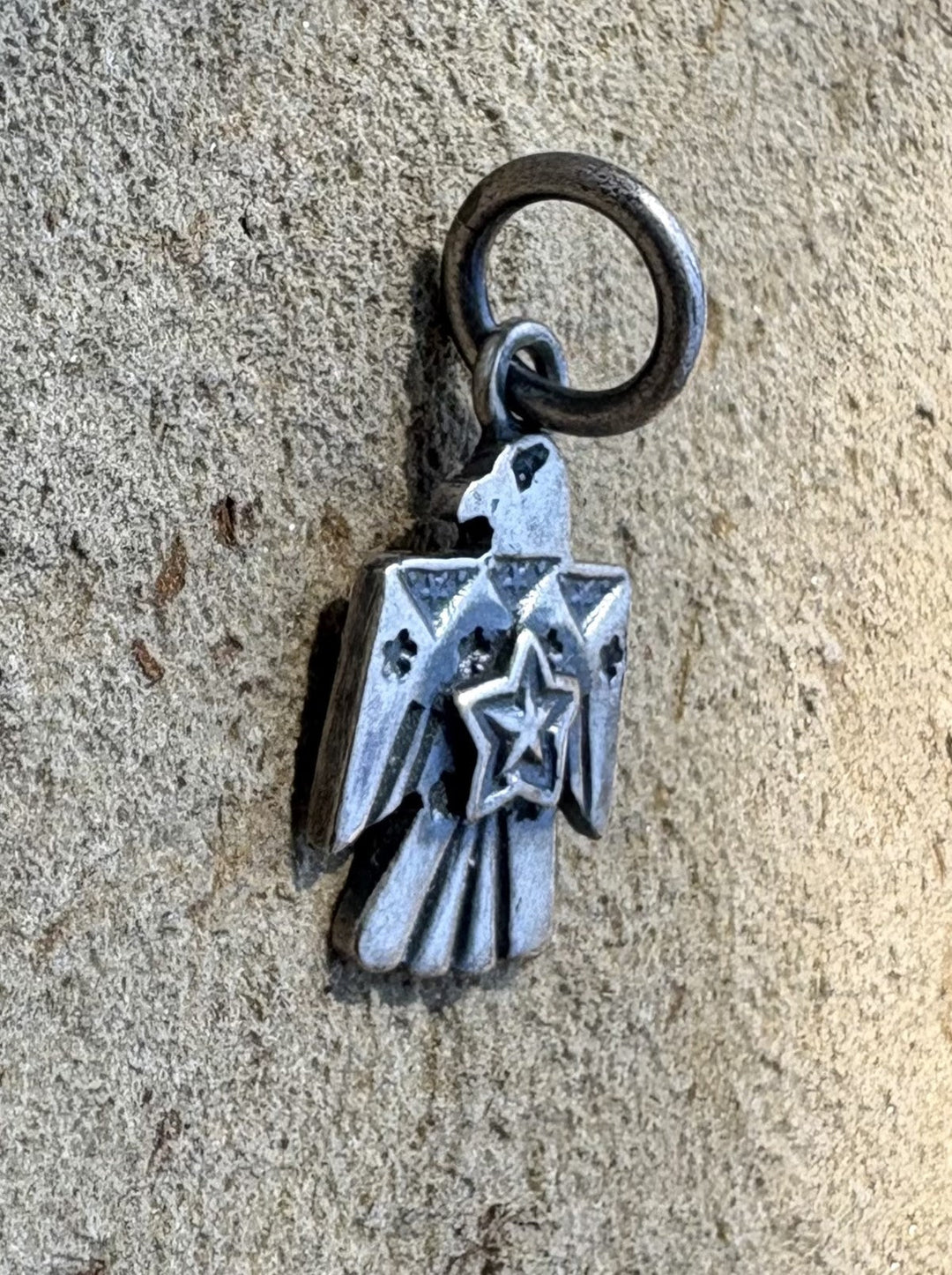 Oxidized Sterling Silver Heavy Thunderbird Charm 16x25mm