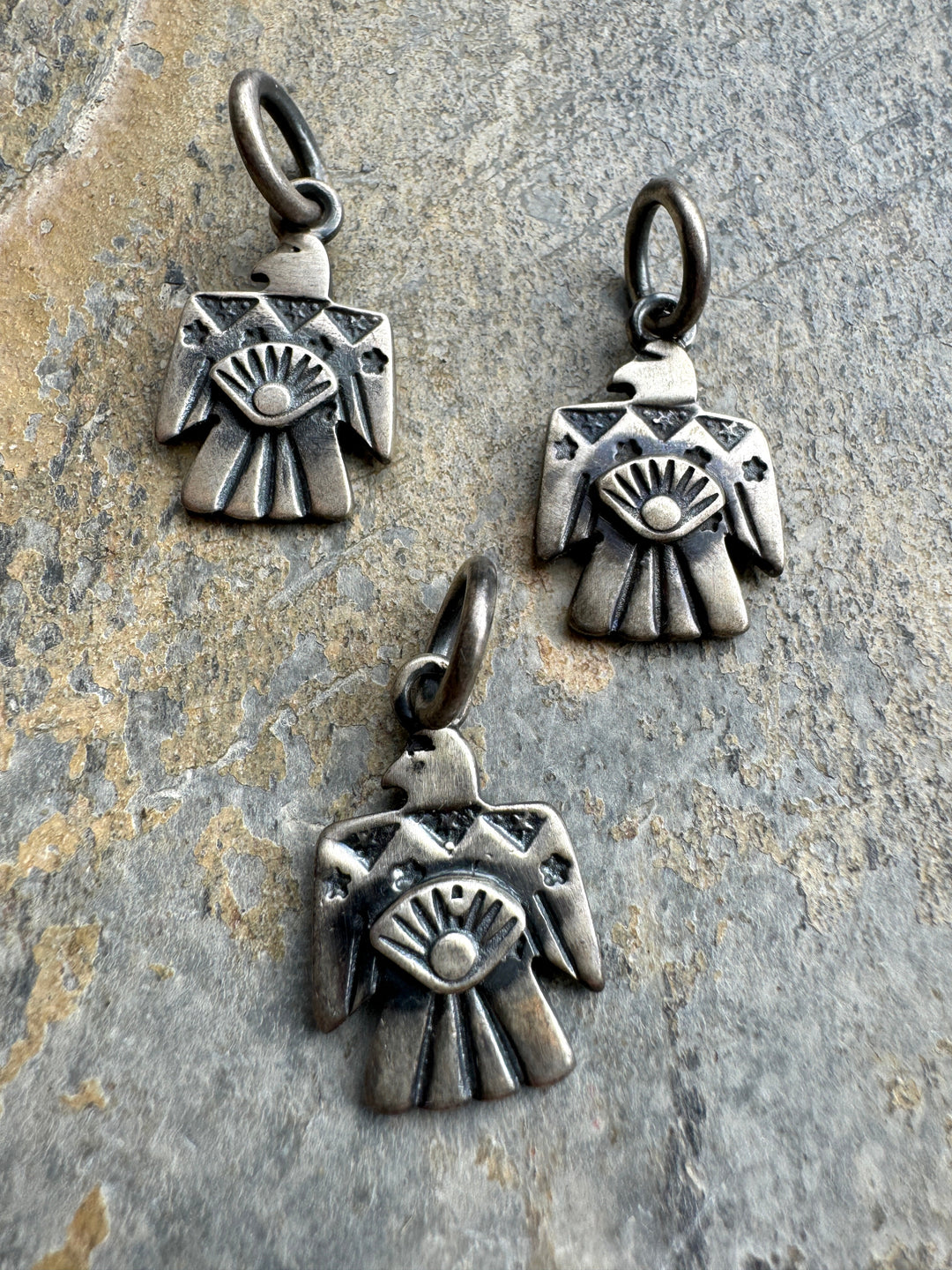 Oxidized Sterling Silver Heavy Thunderbird Charm 16x25mm