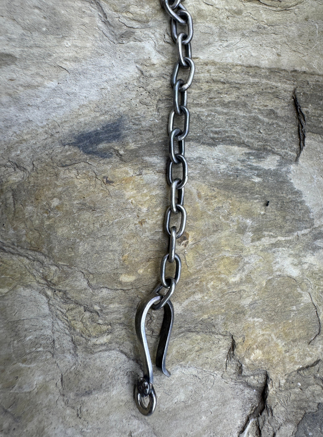 Oxidized Sterling Silver Hook and Chain Clasp - Findings