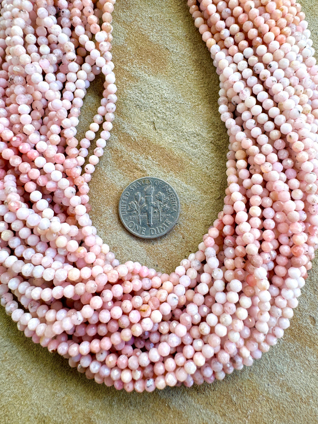 Peruvian Pink Opal Micro Faceted Round Beads 3mm 13 inch