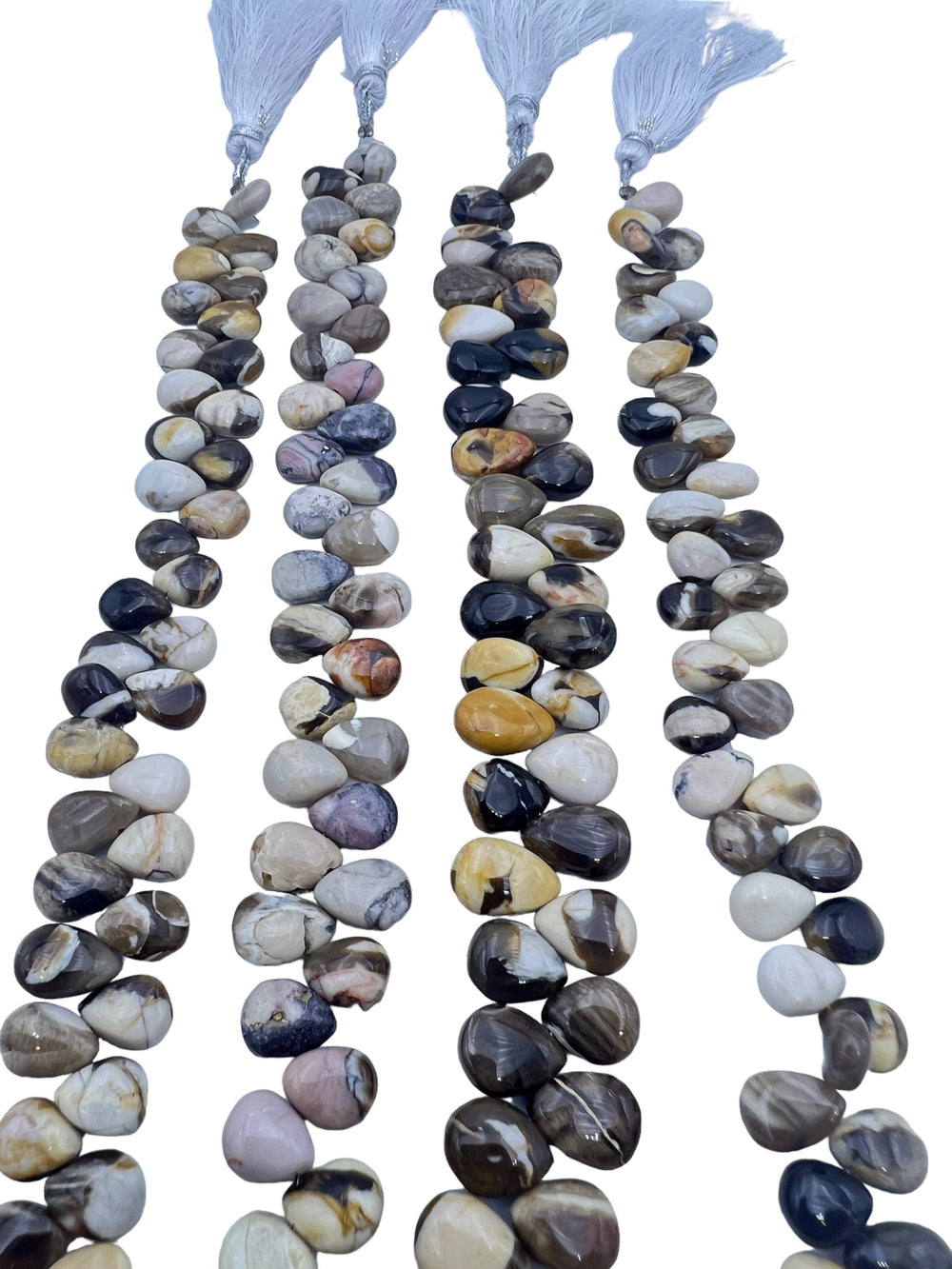 Petrified Peanut Wood Teardrop Beads 10x8mm 9 inch Strands -