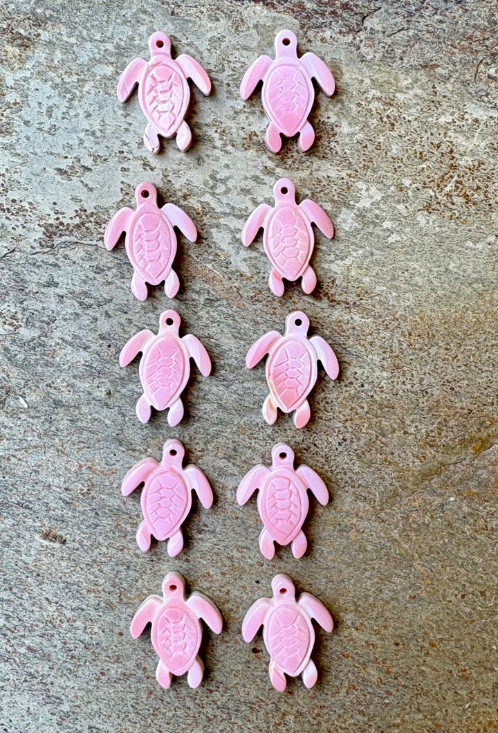 Pink Queen Conch Carved Turtle Beads Package of 2 Beads