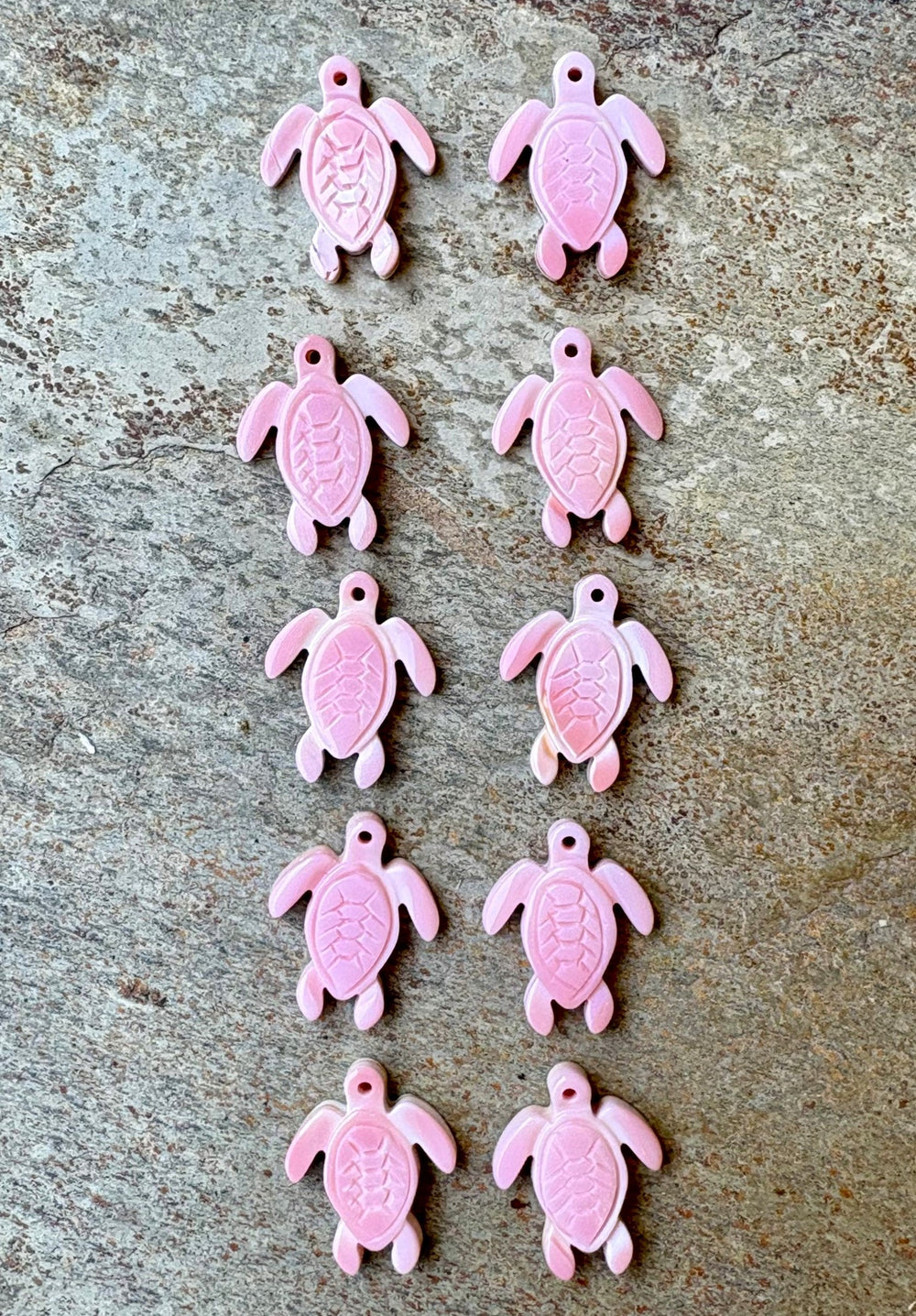 Pink Queen Conch Carved Turtle Beads Package of 2 Beads