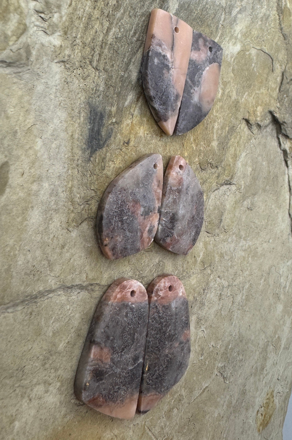 Pink Stromatolite Matching Earring Slab Bead Pairs (Select