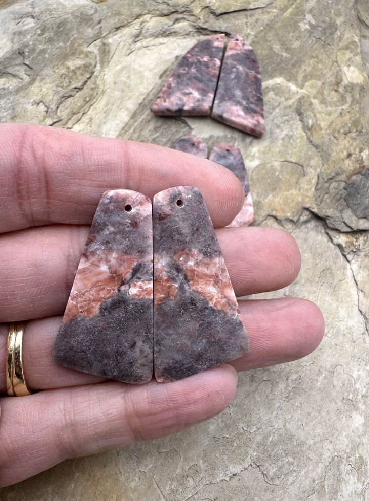 Pink Stromatolite Matching Earring Slab Bead Pairs (Select