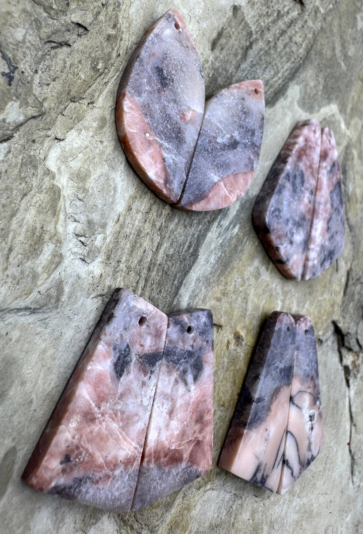 Pink Stromatolite (Mexico) Matching Earring Slab Bead Pairs