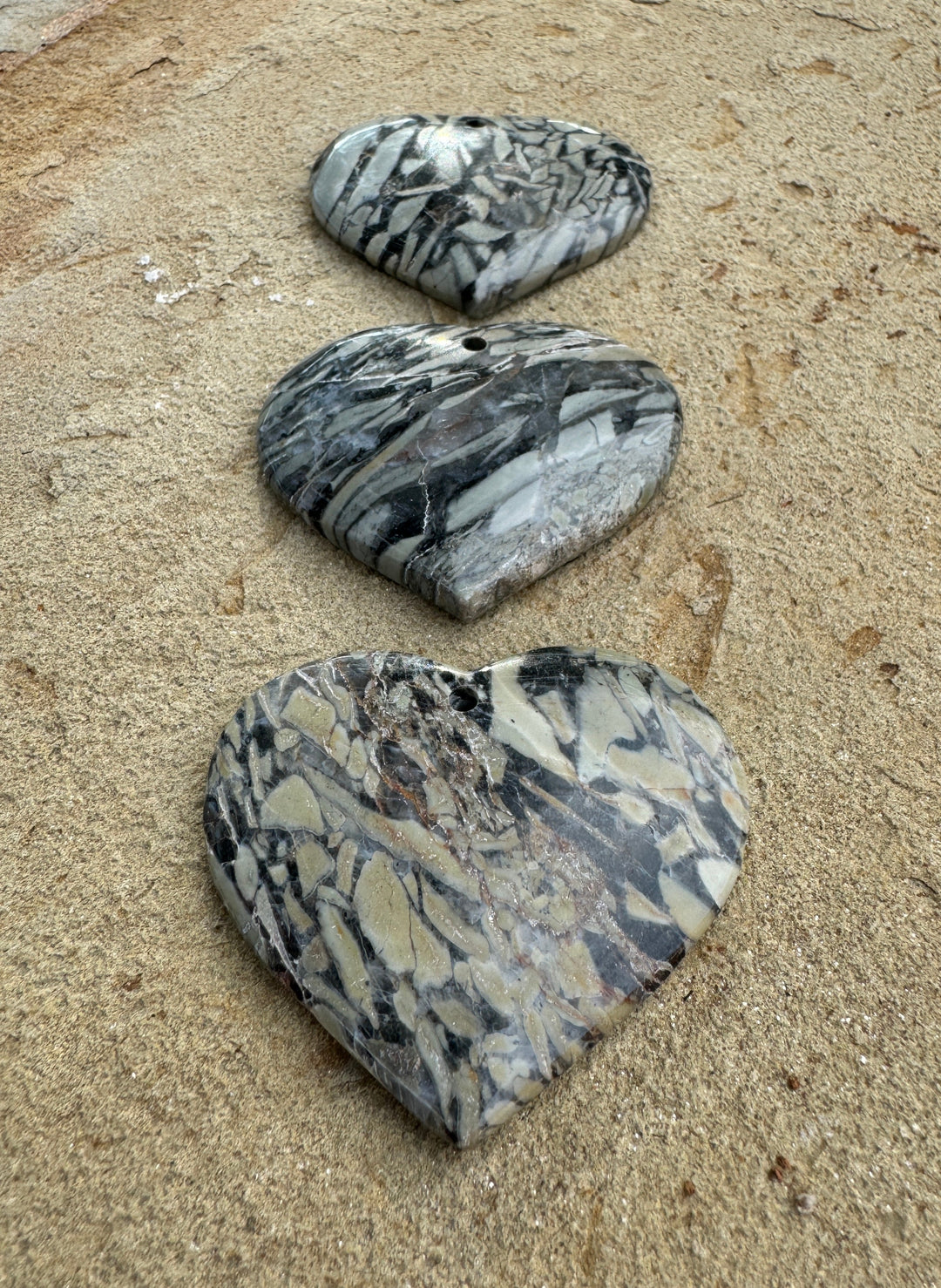 Pinolith Stone Heart Shaped Focal Pendant 42x52mm (Select