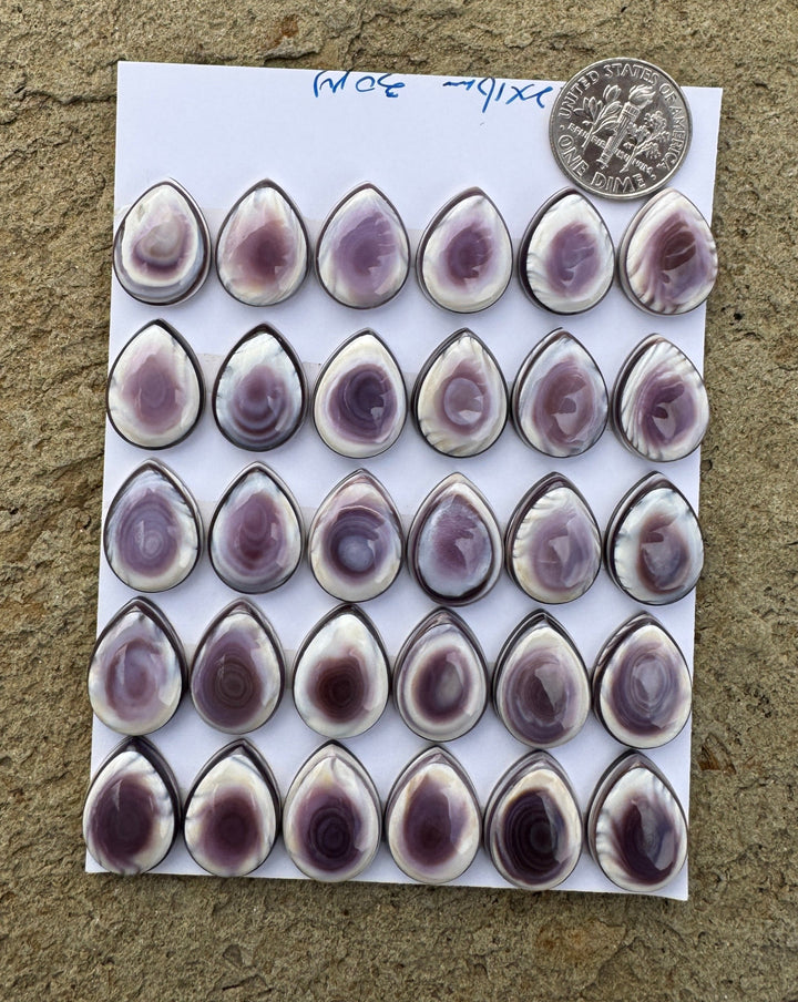 Purple Wampum/Quahog Shell 12x16mm Calibrated Teardrop