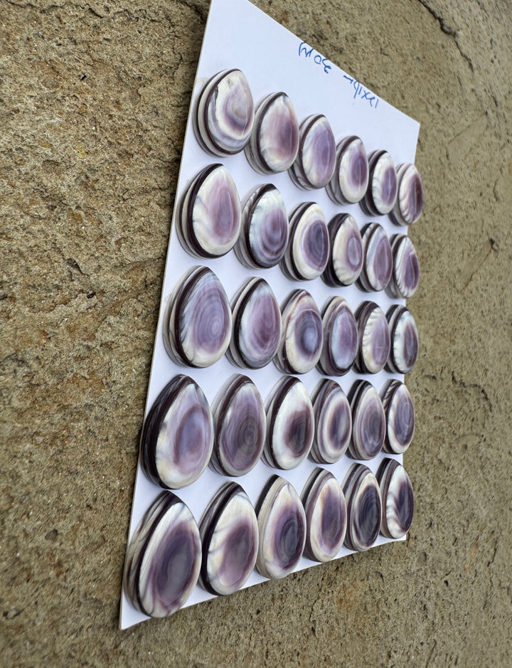 Purple Wampum/Quahog Shell 12x16mm Calibrated Teardrop