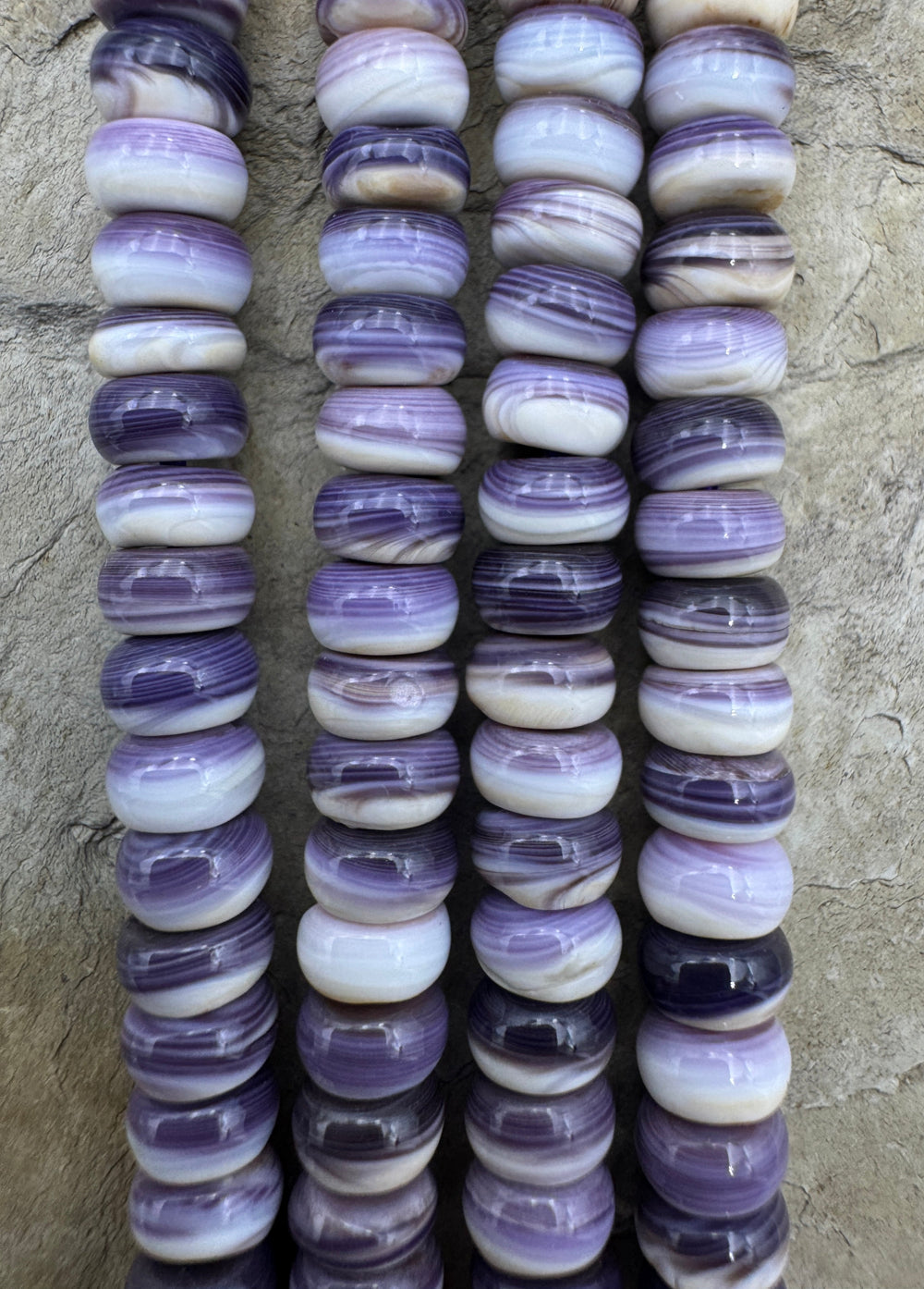 Purple Wampum/Quahog Shell 6mm Rondell Beads 16 inch Strand