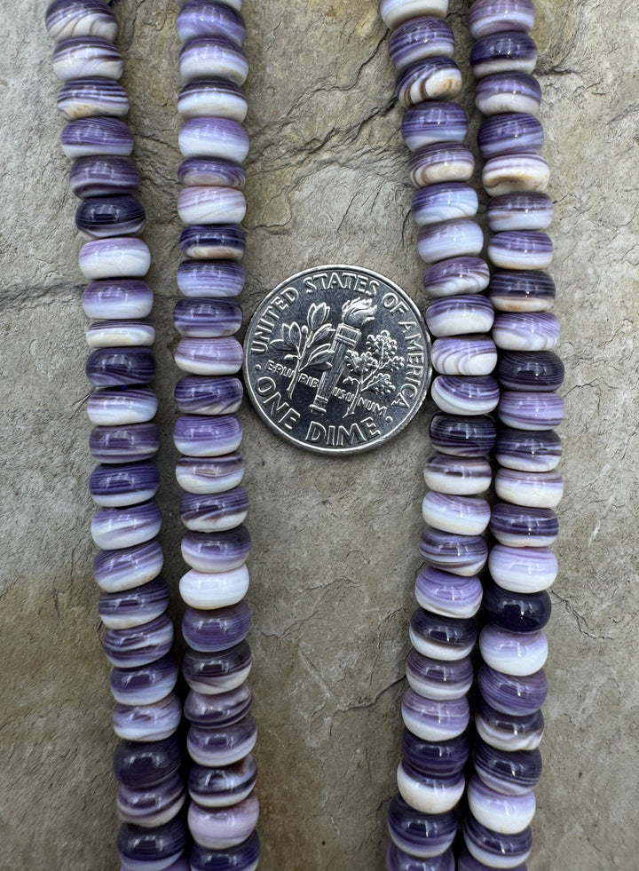 Purple Wampum/Quahog Shell 6mm Rondell Beads 16 inch Strand