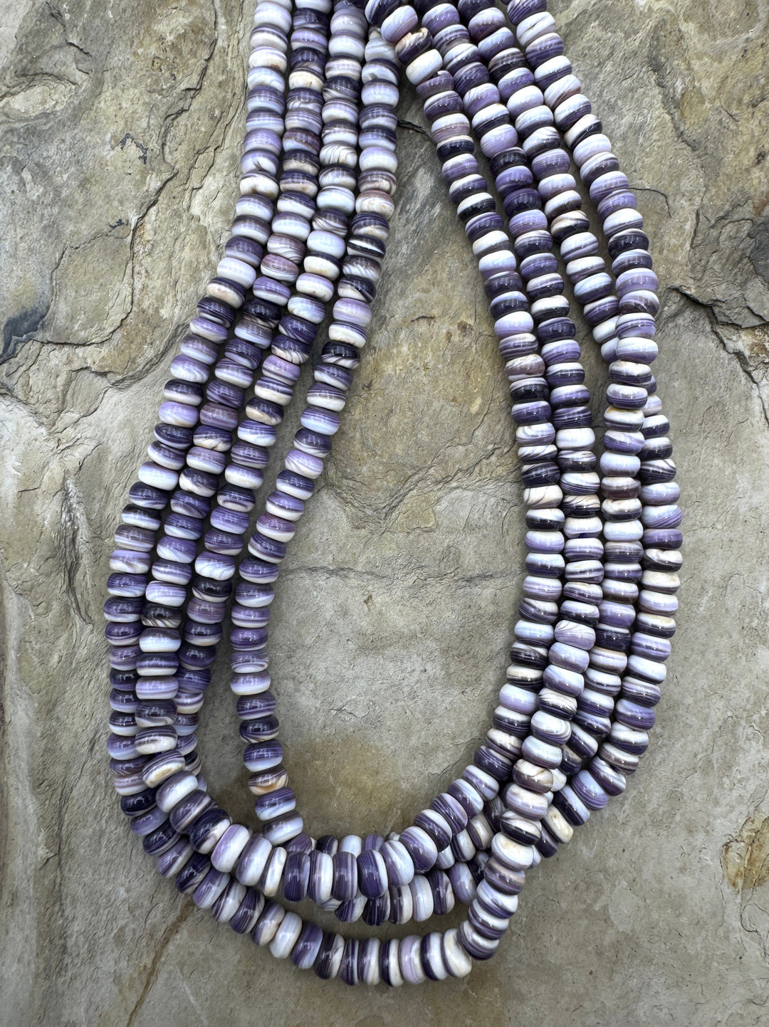 Purple Wampum/Quahog Shell 6mm Rondell Beads 16 inch Strand