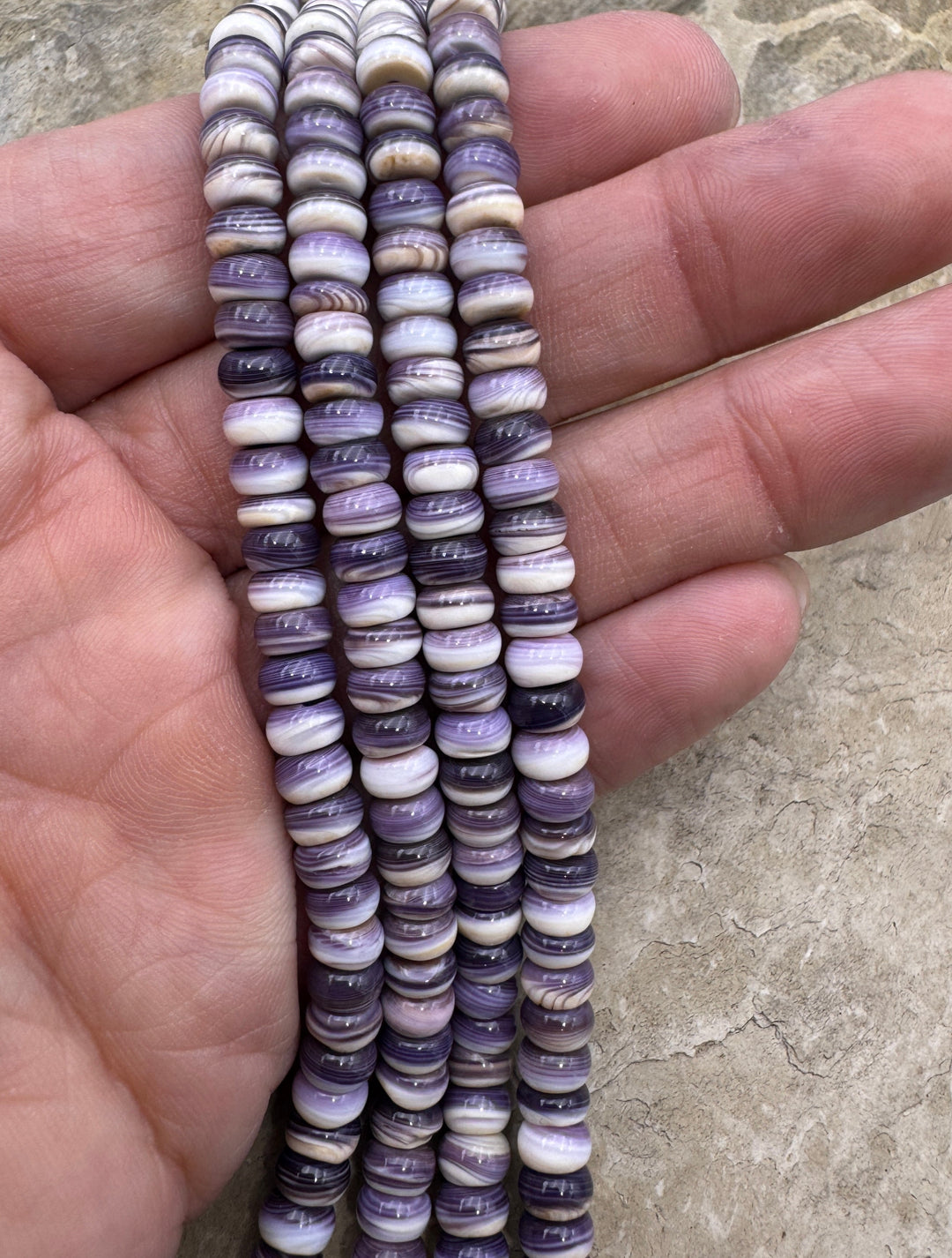 Purple Wampum/Quahog Shell 6mm Rondell Beads 16 inch Strand