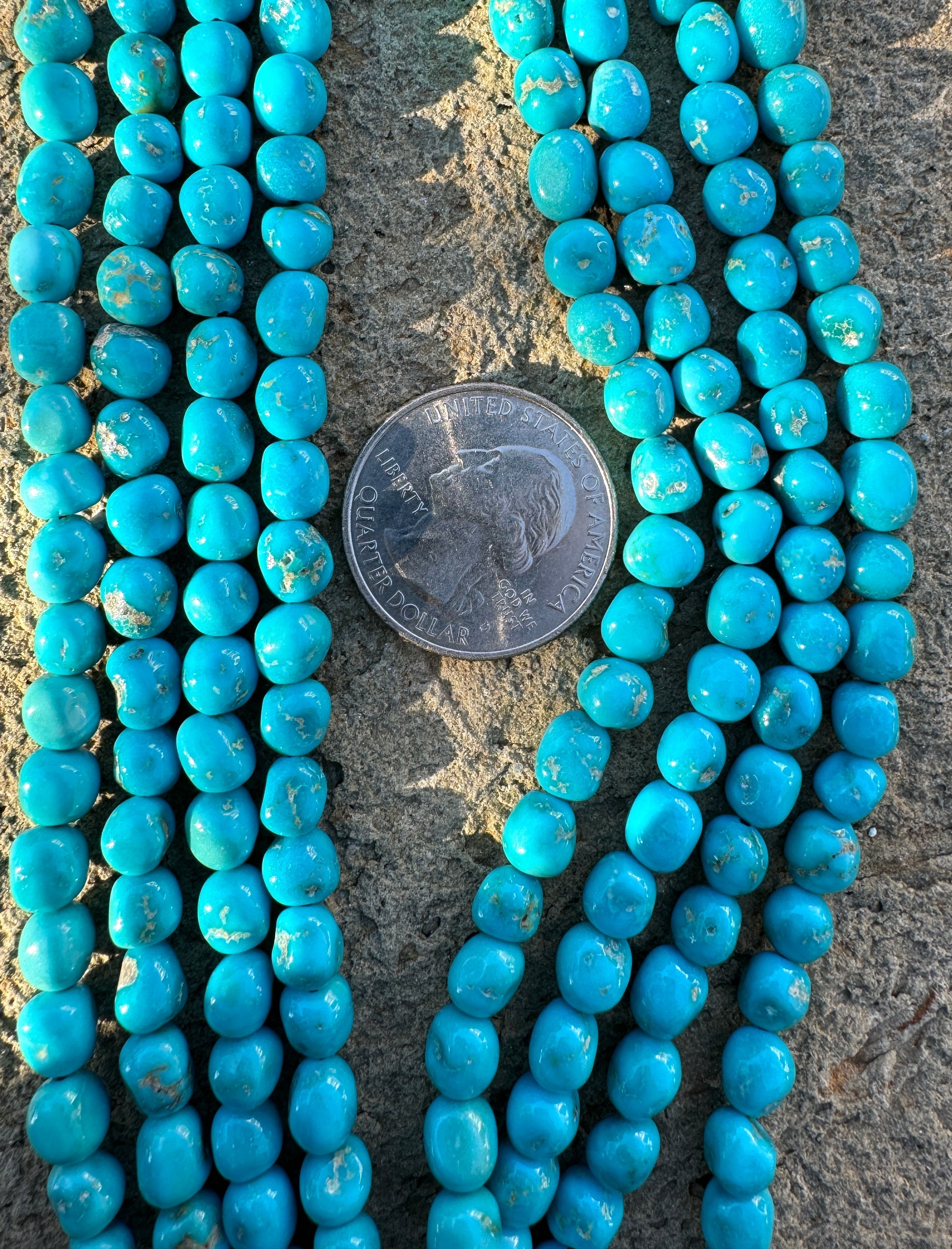 RARE Blue Ridge Turquoise (Nevada) 6mm Rounded Nugget Beads –  StonesNSilver.com