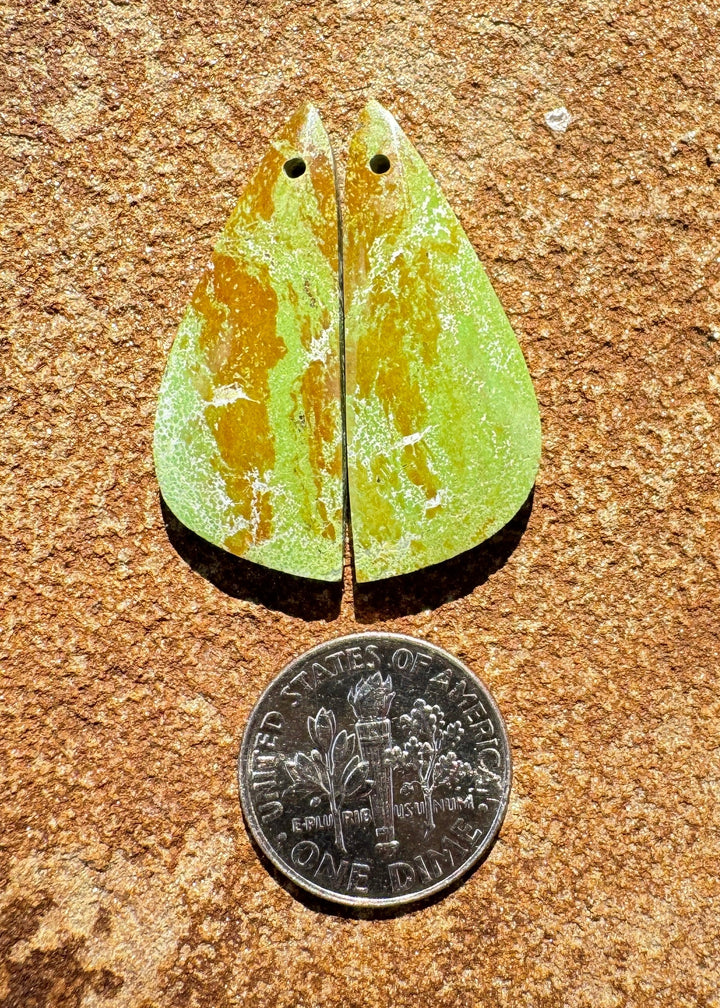 RARE Gaspeite (Canada) Matching Earring Slab Bead Pair