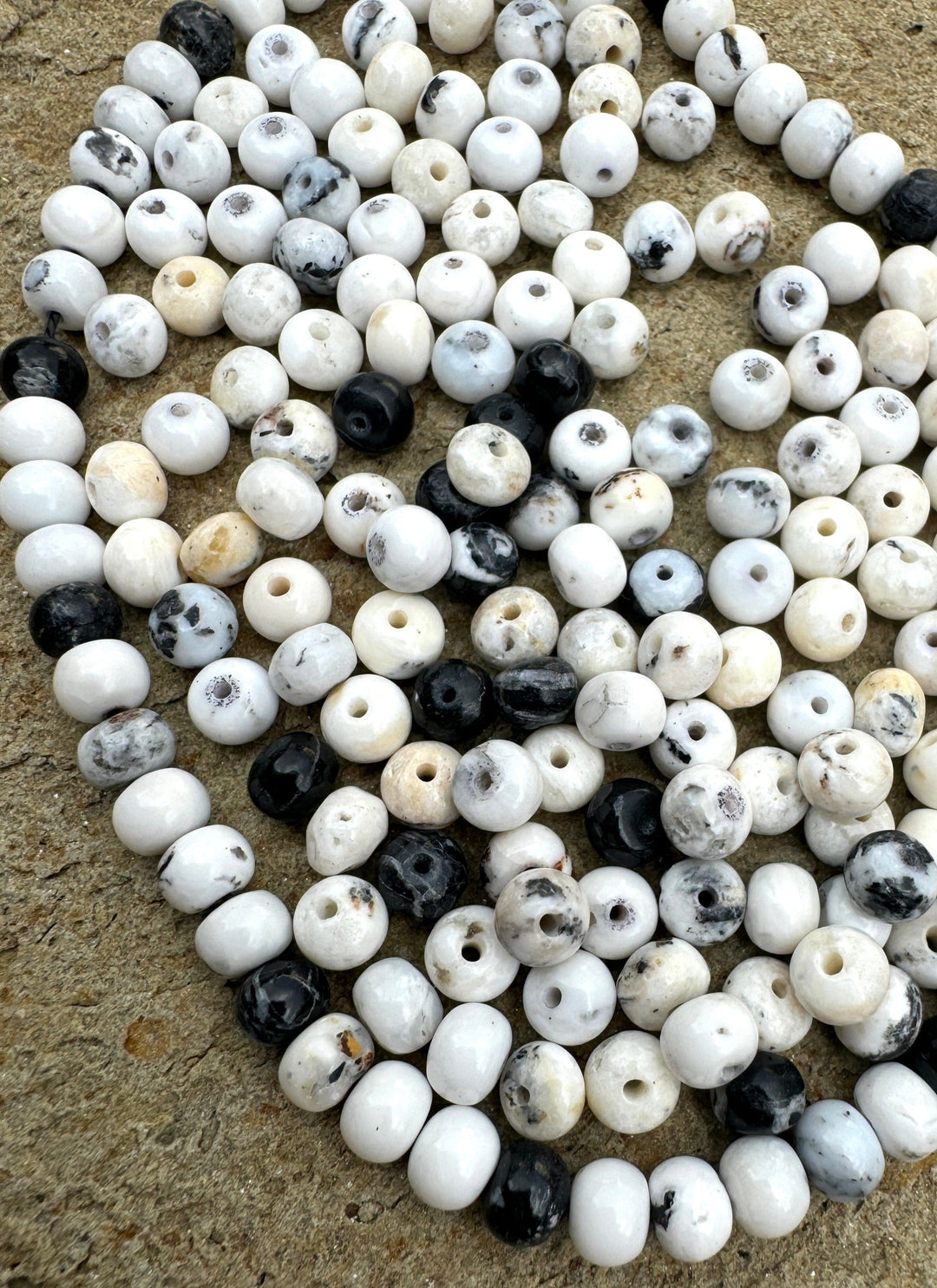 RARE High Quality White Buffalo 5x4mm Rondell Beads