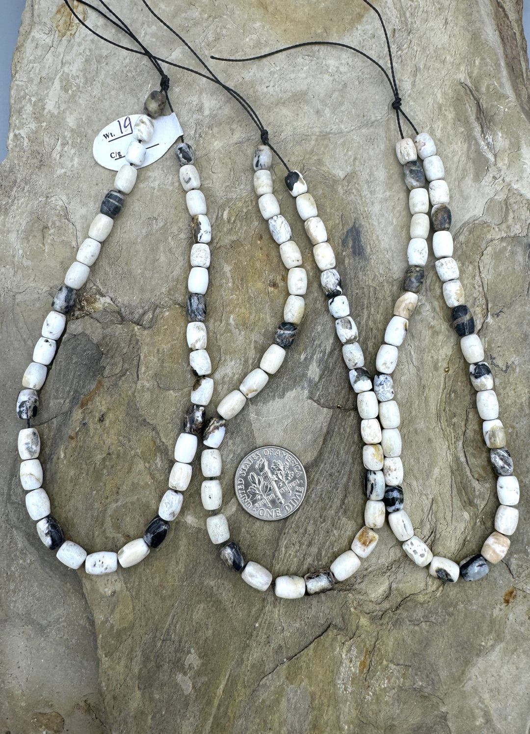 RARE High Quality White Buffalo 5x7mm Barrel Beads (9 inch