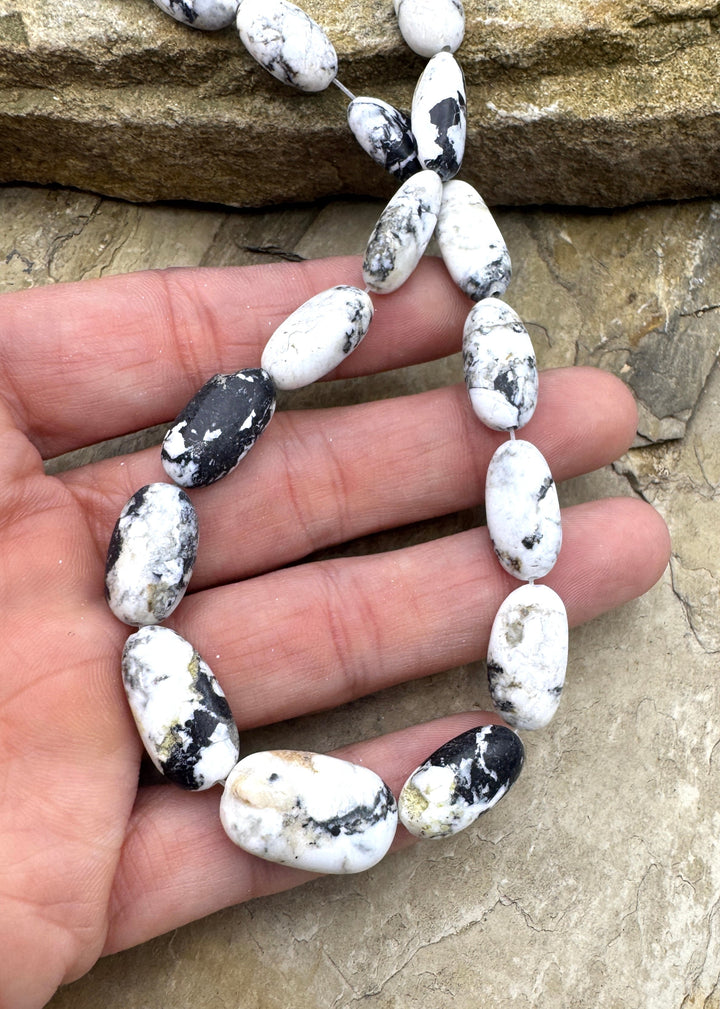 RARE High Quality White Buffalo Graduated Oval Beads (16