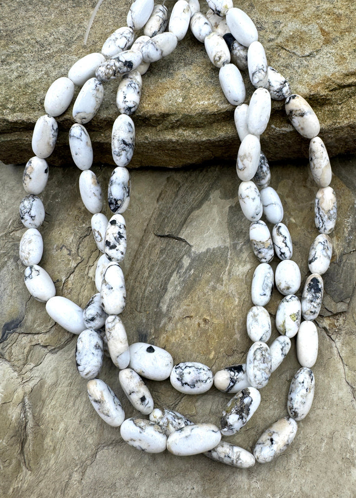 RARE High Quality White Buffalo Graduated Oval Beads (16