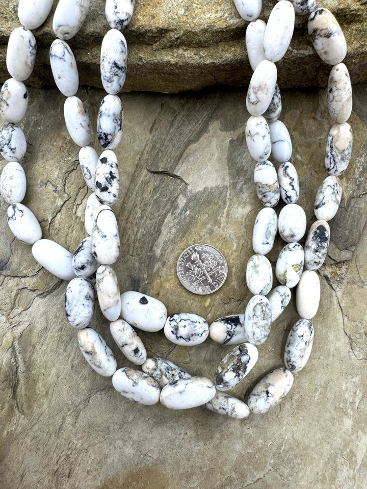 RARE High Quality White Buffalo Graduated Oval Beads (16