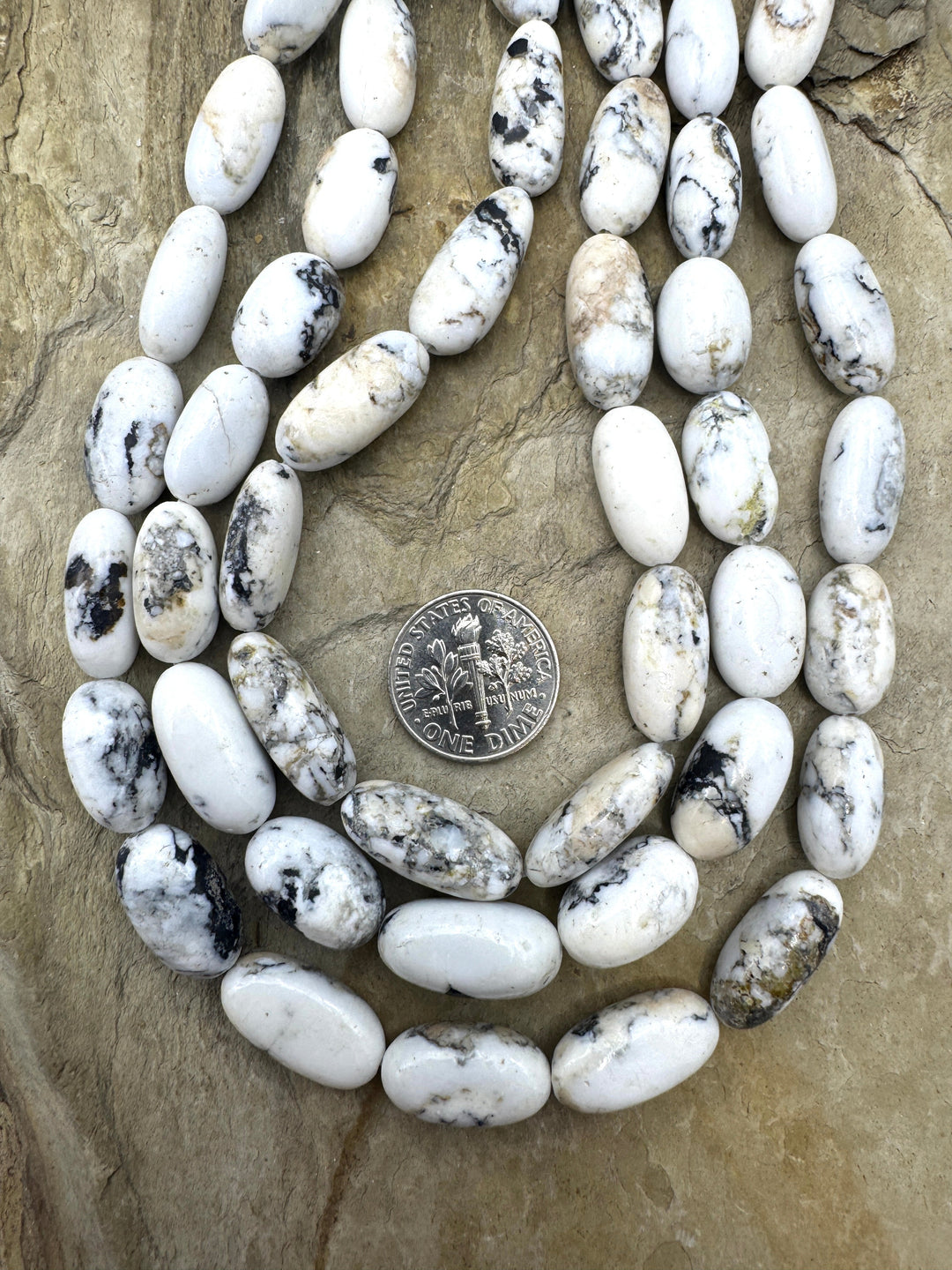 RARE High Quality White Buffalo Graduated Oval Beads (16