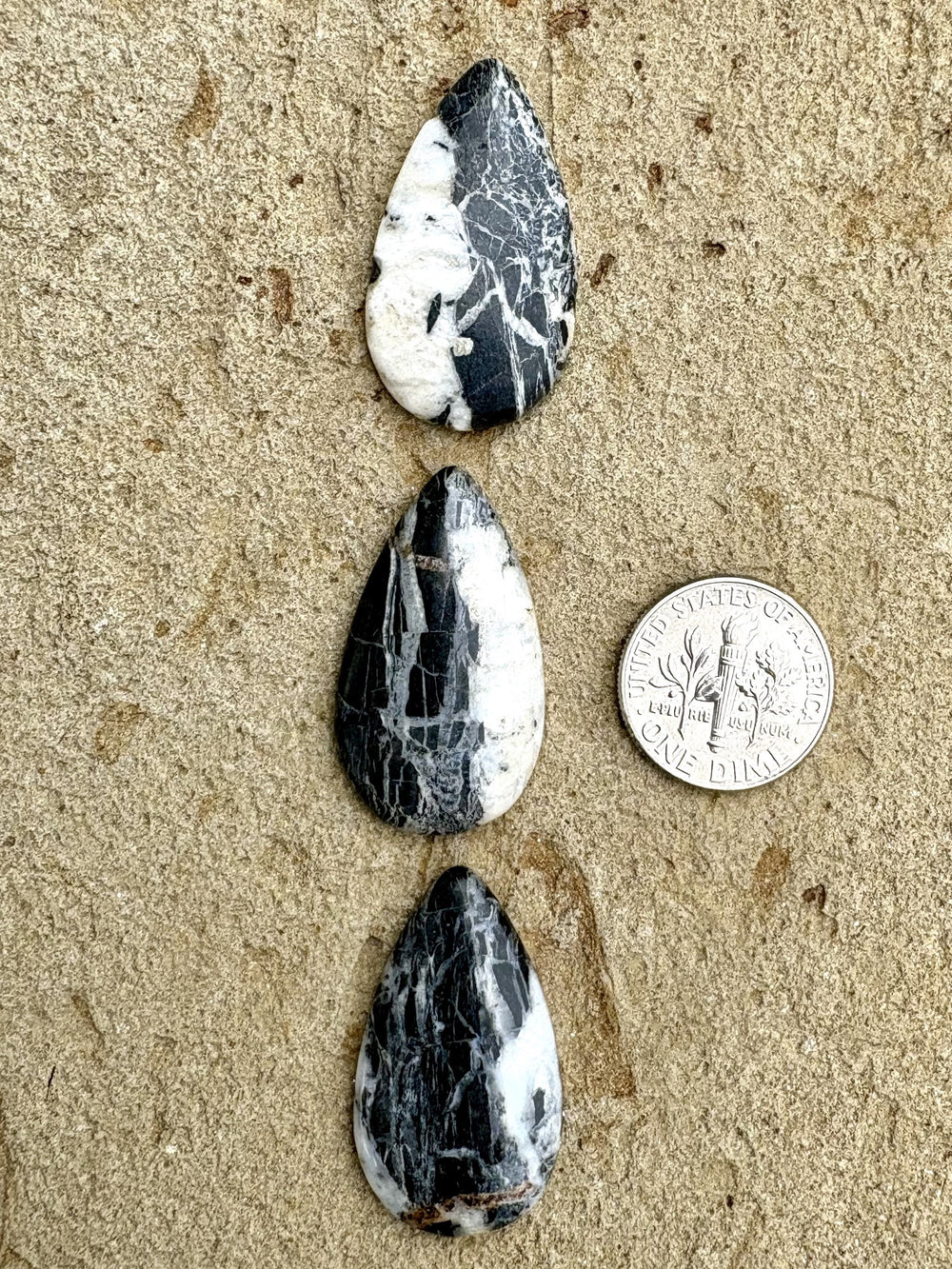 RARE High Quality White Buffalo Teardrop Cabochons 17x33mm