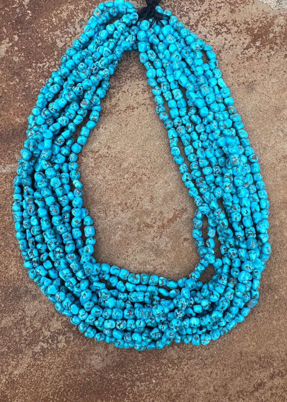 RARE Natural Spiderweb Sleeping Beauty Turquoise (AZ) 6mm Rounded Nugget Beads, 18 inch Strand