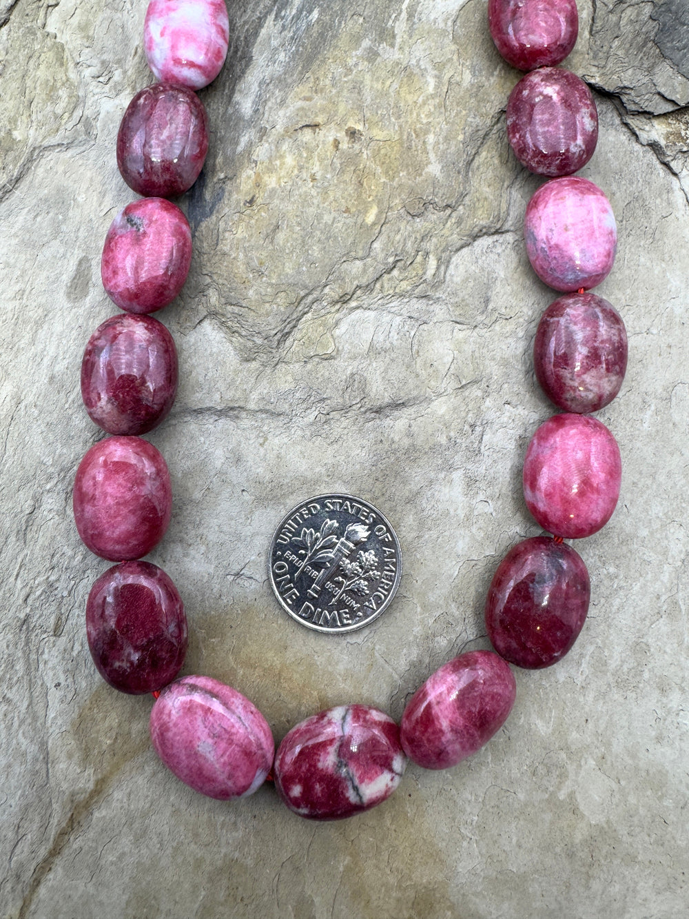 RARE Natural Thulite (Norway) 12x17mm Oval Beads 16 inch