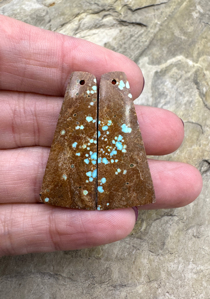 RARE Number 8 Turquoise (Nevada) BIG Matching Earring Slab