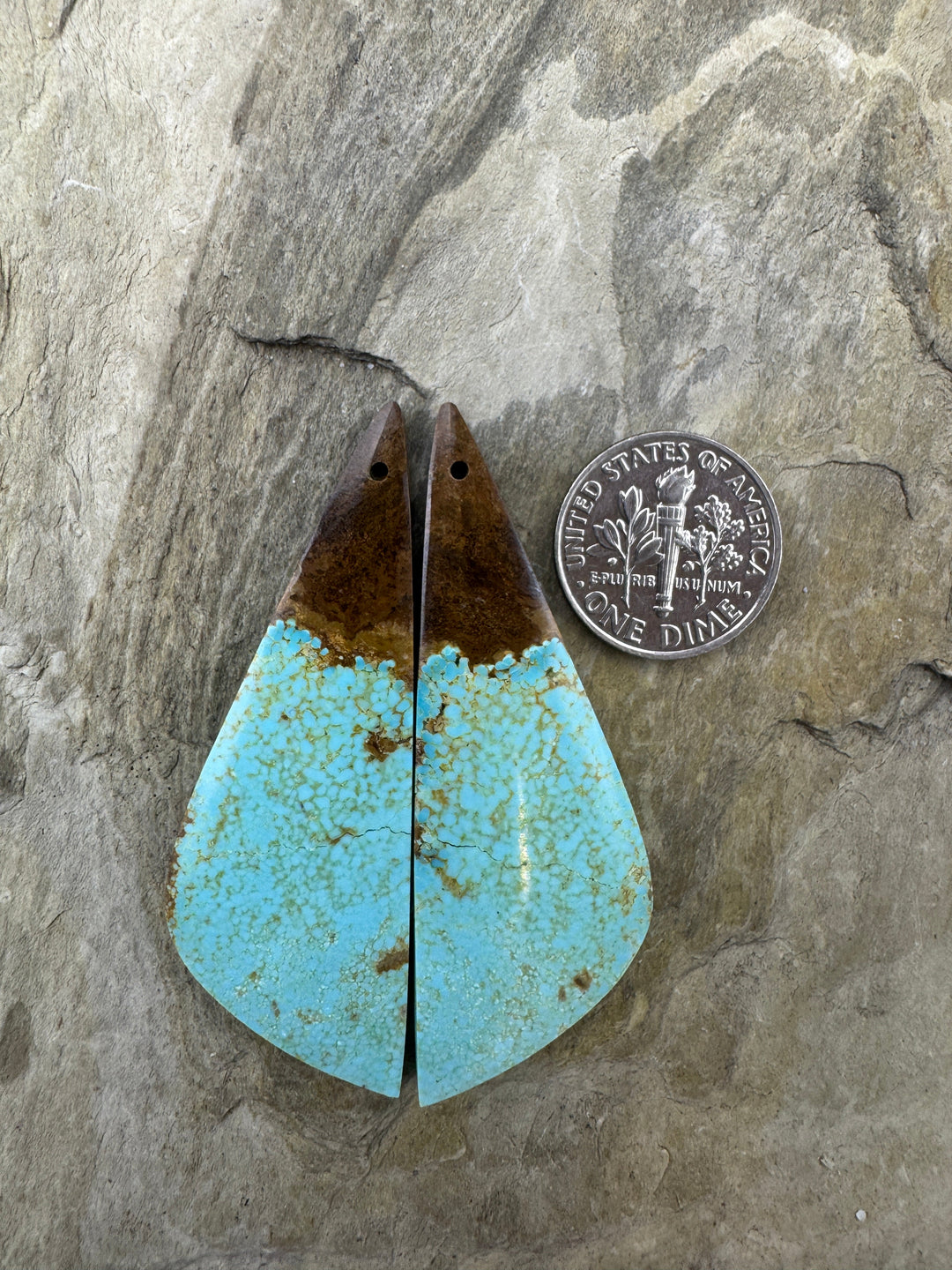 RARE Number 8 Turquoise (Nevada) BIG Matching Earring Slab