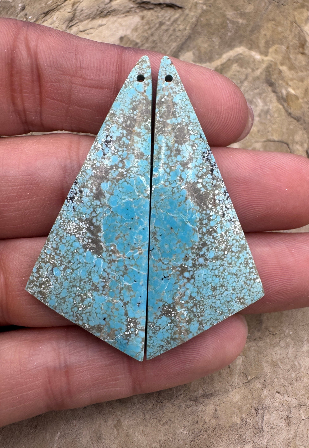 RARE Number 8 Turquoise (Nevada) BIG Matching Earring Slab