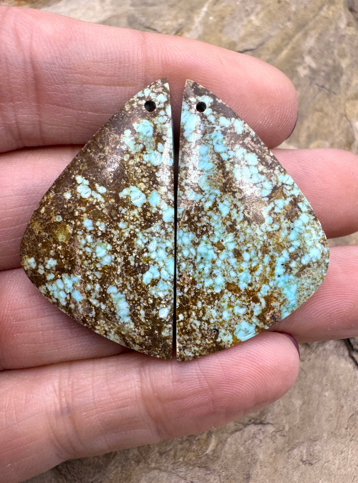 RARE Number 8 Turquoise (Nevada) BIG Matching Earring Slab