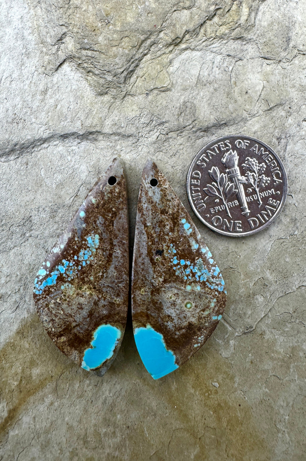 RARE Number 8 Turquoise (Nevada) Matching Earring Slab Bead