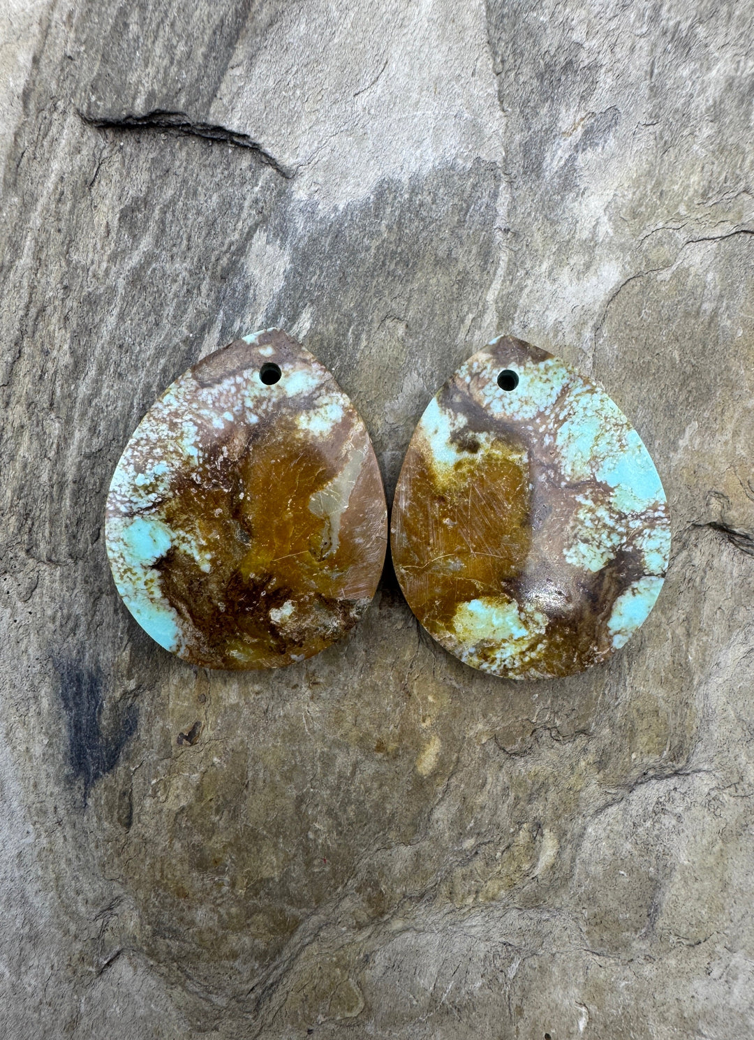 RARE Number 8 Turquoise (Nevada) Matching Earring Slab Bead