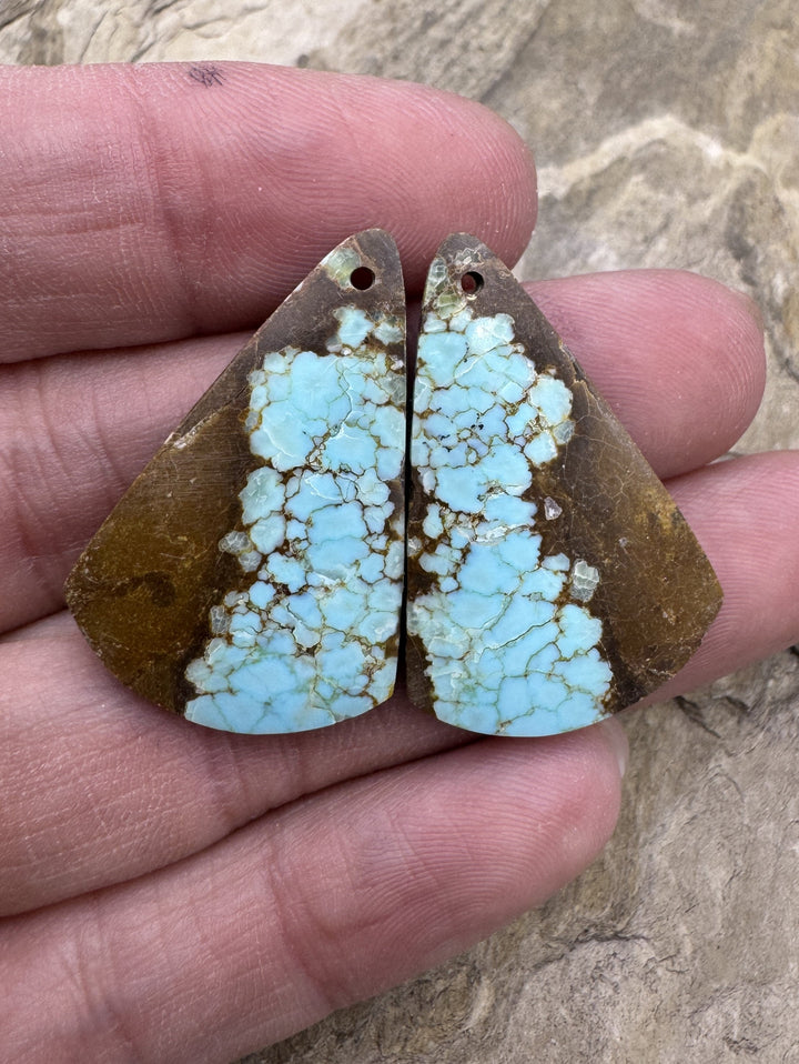 RARE Number 8 Turquoise (Nevada) Matching Earring Slab Bead