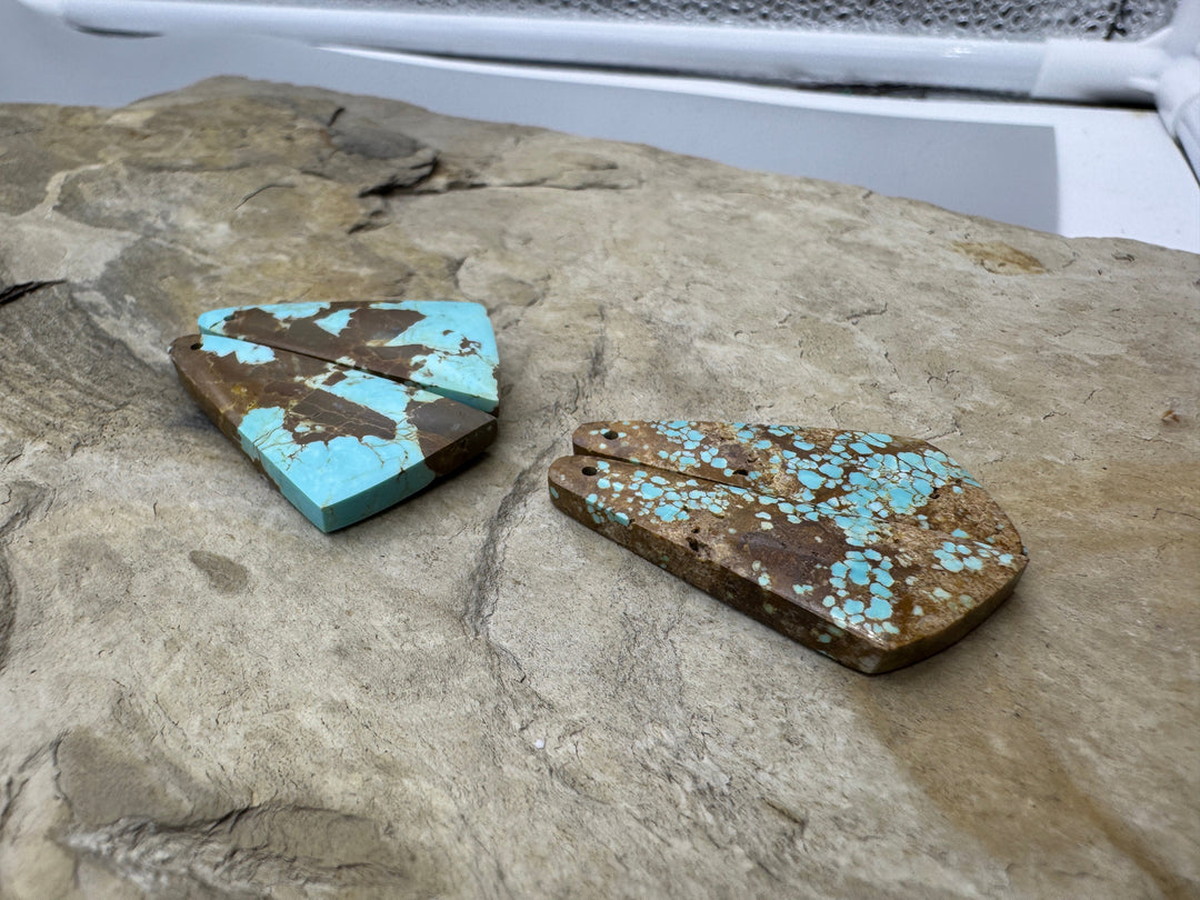 RARE Number 8 Turquoise (Nevada) Matching Earring Slab Bead