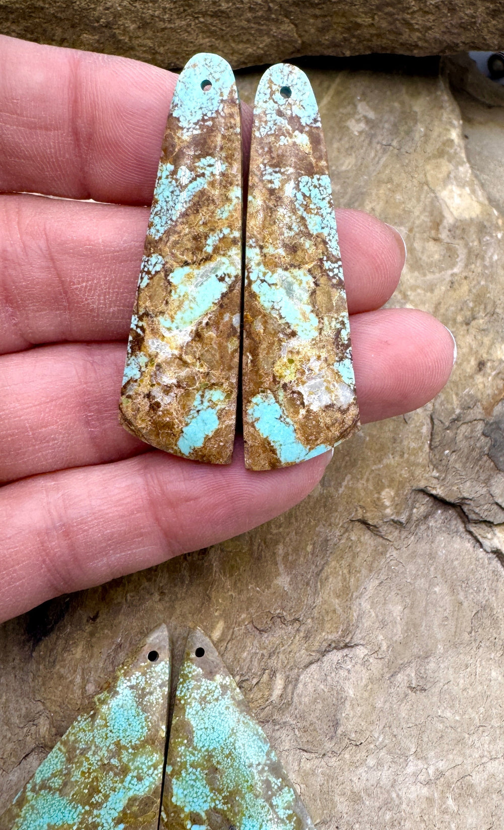 RARE Number 8 Turquoise (Nevada) Matching Earring Slab Bead