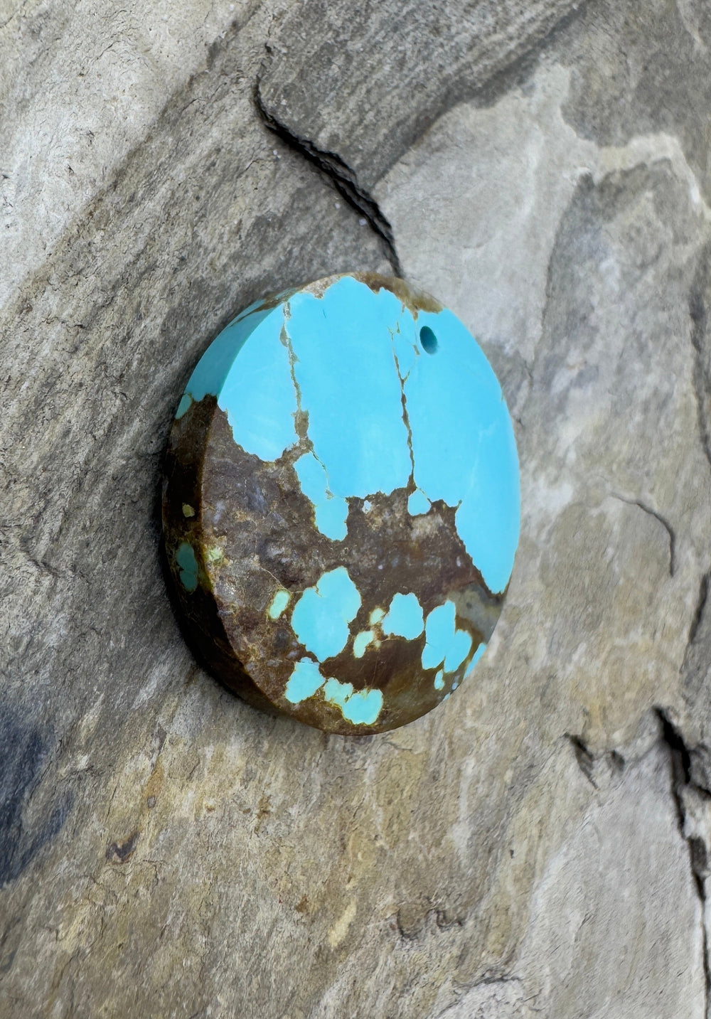 RARE Number 8 Turquoise (Nevada) Round Focal Pendant Bead