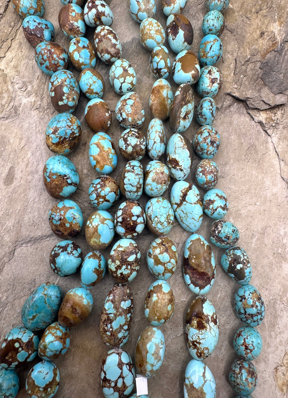 RARE Number 8 Turquoise (Nevada) Rounded Nugget Bead Strand