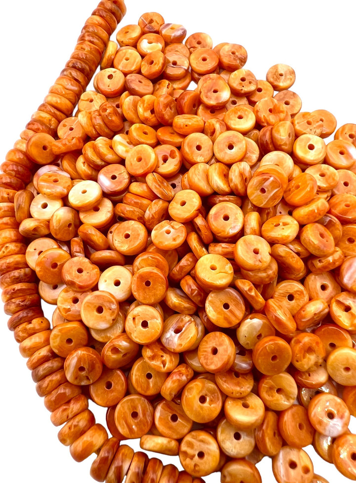 RARE Orange Spiny Oyster 6mm Wheel Beads (Package of 18
