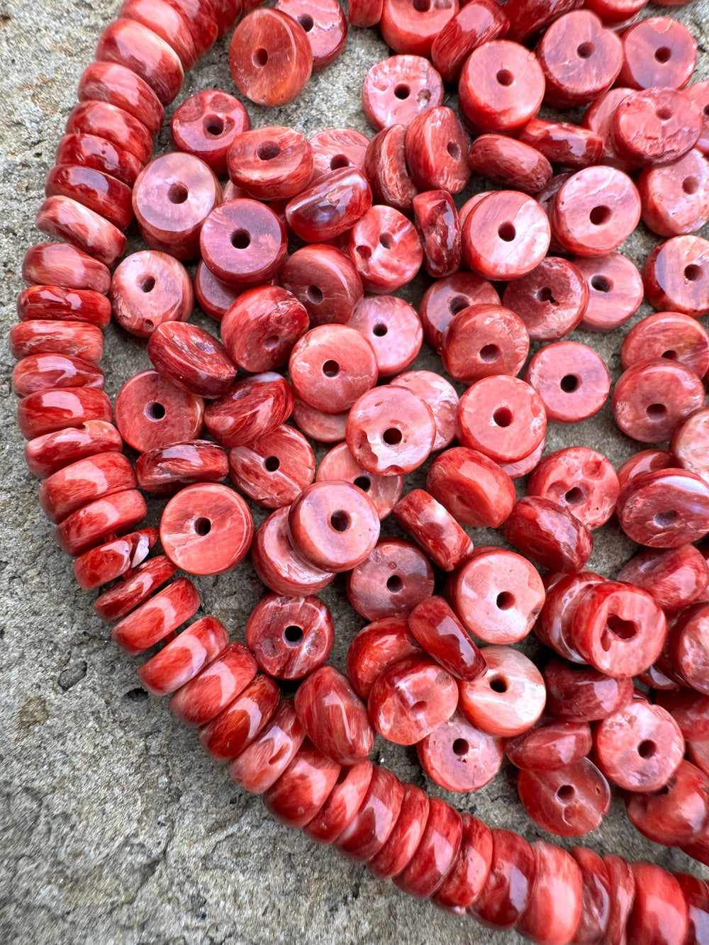 RARE Red/Rust Spiny Oyster Wheel Beads 5mm (package of 18