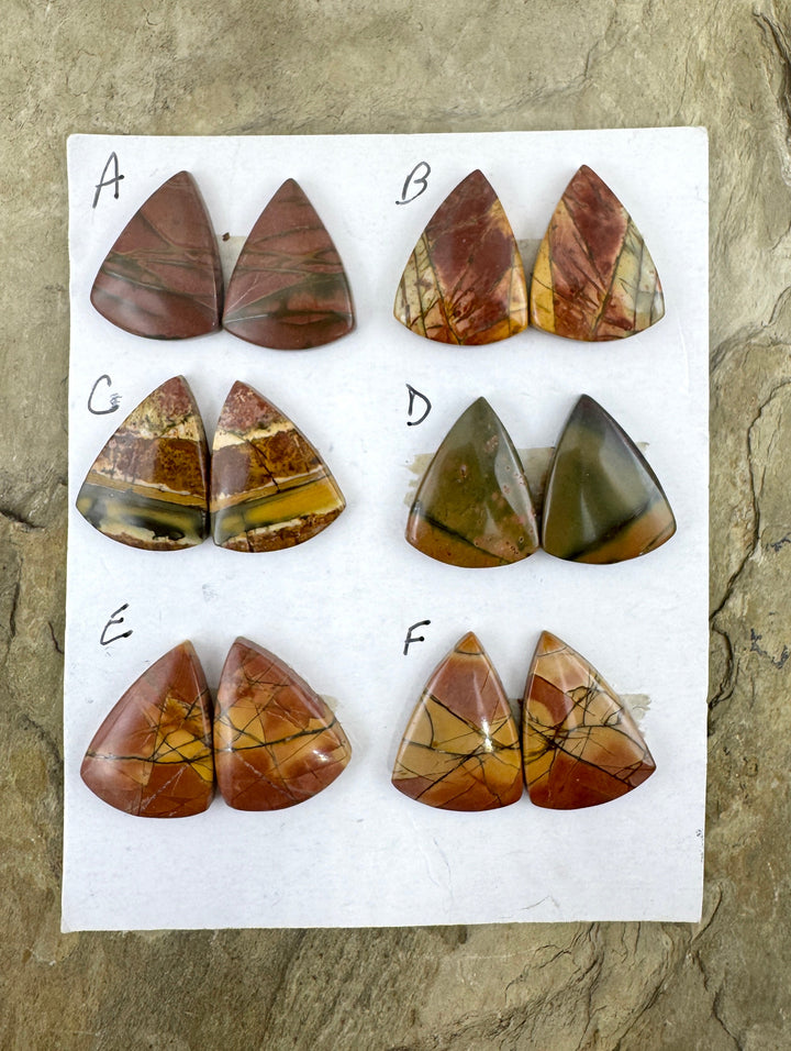 Red Creek Jasper Matching Cabochon Pairs 15x21mm (Select