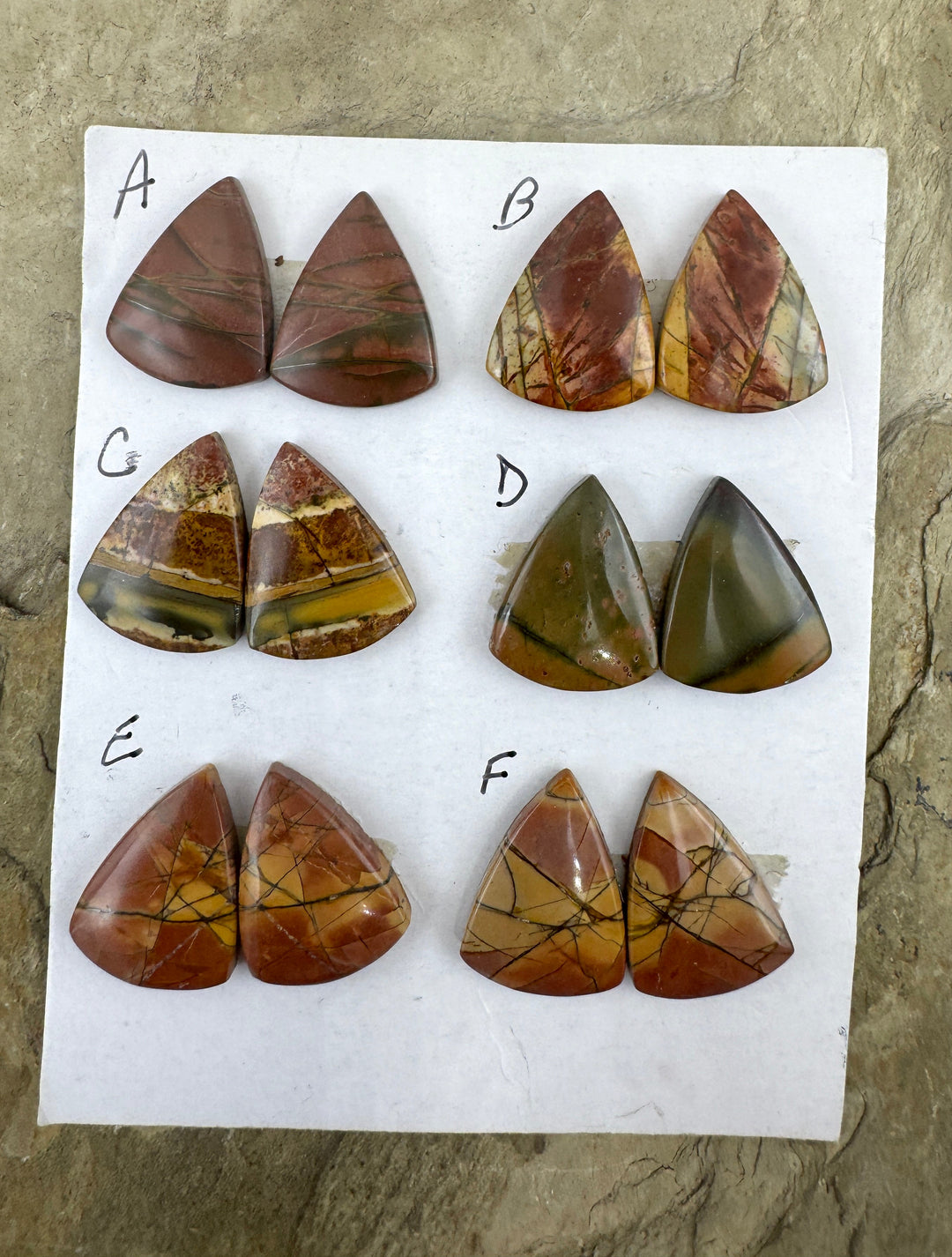 Red Creek Jasper Matching Cabochon Pairs 15x21mm (Select