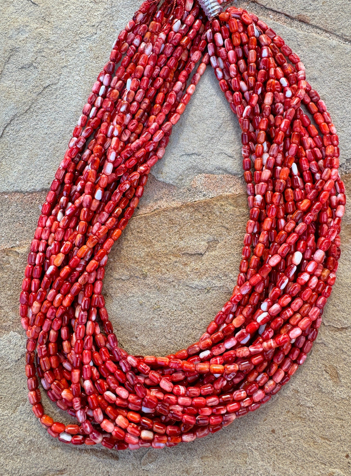 Red/Rust Spiny Oyster 3x6mm Rice Beads (16 Inch Strand)