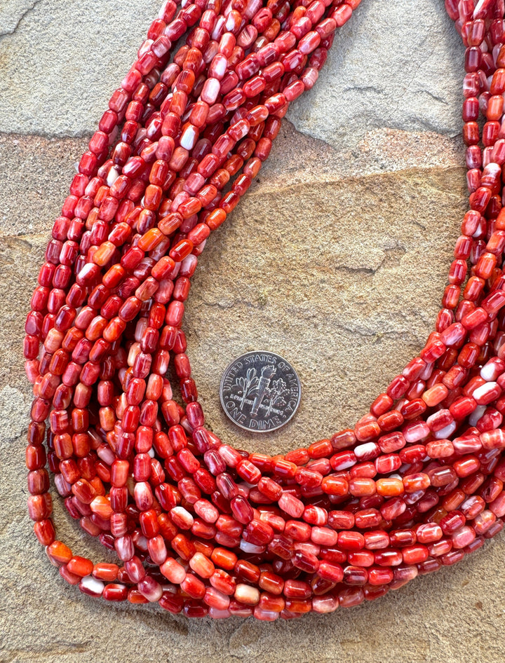 Red/Rust Spiny Oyster 3x6mm Rice Beads (16 Inch Strand)